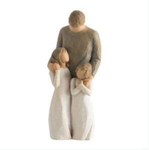 Polyresin Father & Daughters Idol Statue Showpiece for Home Decor Decoration and Gifting (JCHD003-Father with 2 Babies_Free)