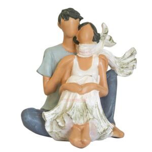 Couple Statue Decorative Showpiece Gift Item for Home Room Office Decor (V3) (JCHD005-Frock Couple 0 No_Free)