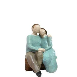 Beautiful Hand Painted Medium Size Resin Sitting Romantic Couple (Pack of 1, Multicolor) (JCHD006-Sitting Stone Couple_Free)