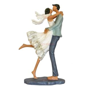 Valentine Romantic Love Kissing Couple Statue Showpiece Decorative Items for Home Room Decor Bedroom Table Decoration (33 cm x 17.7 cm) Gift for Girlfriend Boyfriend Husband Wife (JCHD015-KISSED COUPLE BIG COLORED_Free)