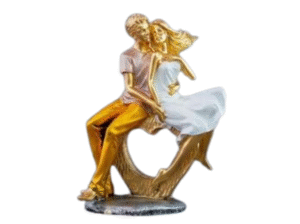 Gold Plated Romantic Hart Shape Couple Sitting Statue | for Table, Home, Office, Living Room Decoration Showpiece Item, Valentine Day Gift (JCHD023-HEART COUPLE_Free)