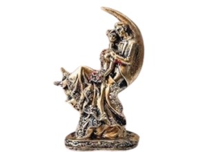 Resin Romantic Couple Sitting on Moon Statue Showpiece - Golden, 6.5 x 4.5 x 2 inches - Perfect for Home Decor and Gift Giving (JCHD029-CHAND COUPLE GOLD ANTIQUE_Free)