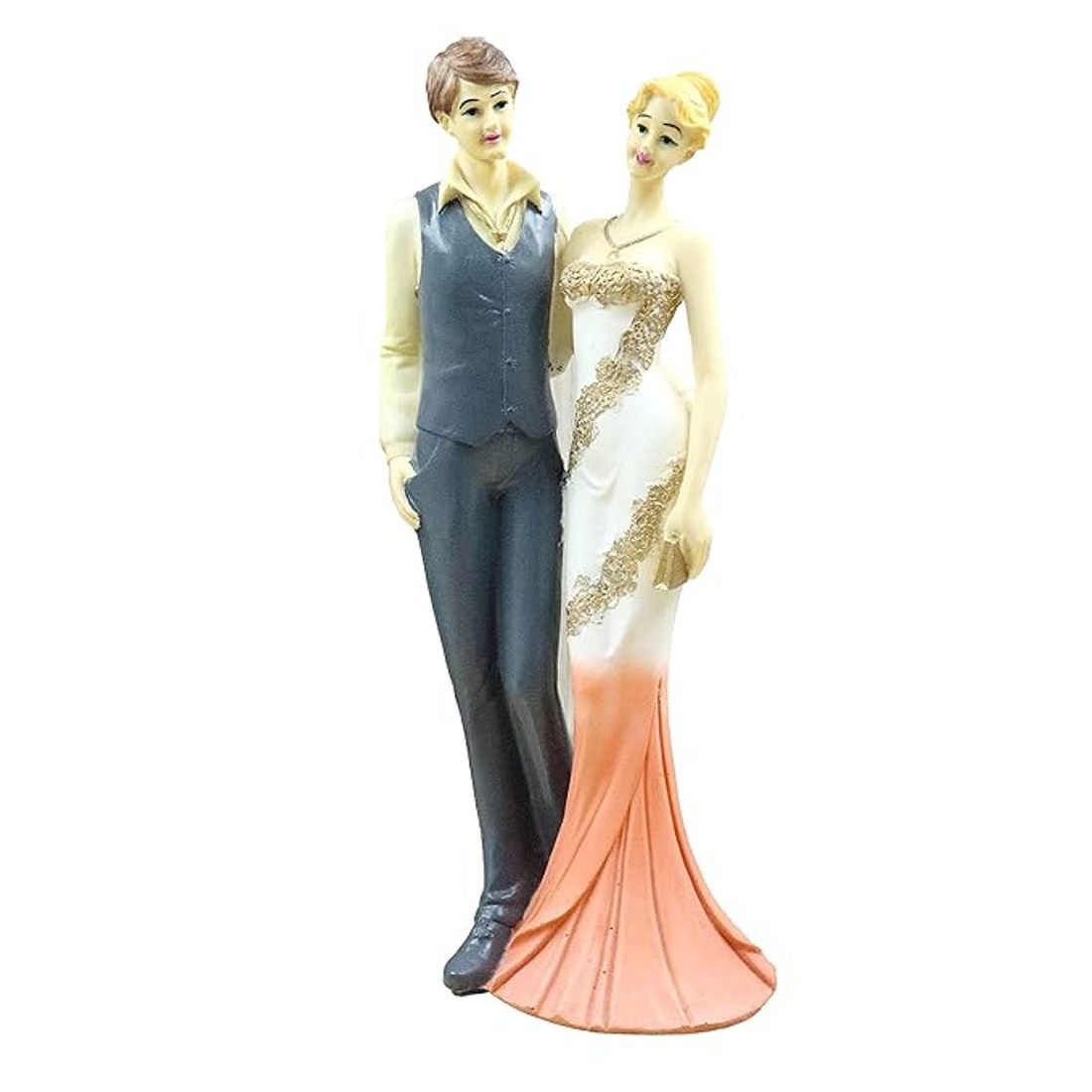 Resin Couple Gift Showpiece for Home Decor Show Pieces Gift Items Living Room (Mpmarriagecouple) (JCHD033-CREAM COLORED COUPLE_Free)
