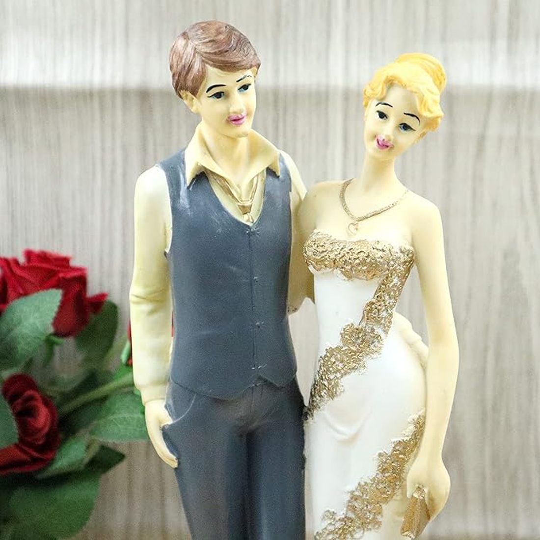 Resin Couple Gift Showpiece for Home Decor Show Pieces Gift Items Living Room (Mpmarriagecouple) (JCHD033-CREAM COLORED COUPLE_Free) - Image 2