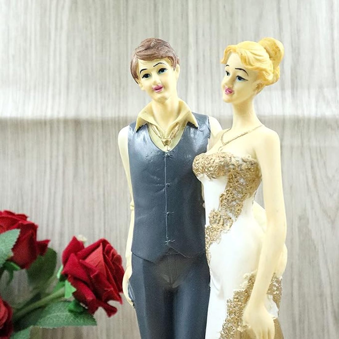 Resin Couple Gift Showpiece for Home Decor Show Pieces Gift Items Living Room (Mpmarriagecouple) (JCHD033-CREAM COLORED COUPLE_Free) - Image 3