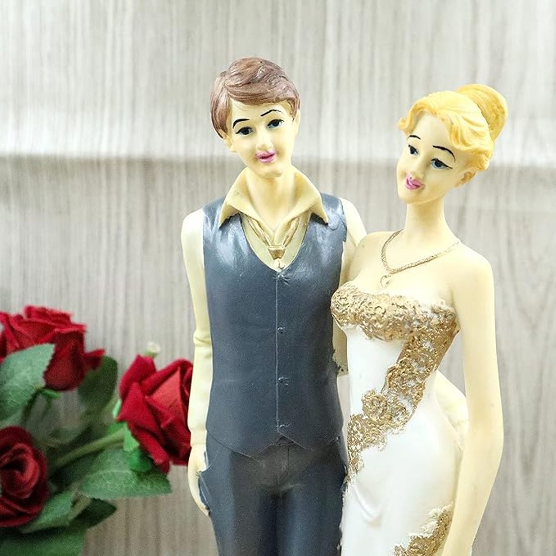Resin Couple Gift Showpiece for Home Decor Show Pieces Gift Items Living Room (Mpmarriagecouple) (JCHD033-CREAM COLORED COUPLE_Free) - Image 4
