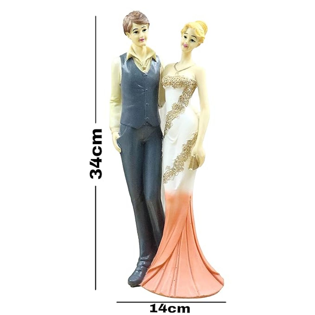 Resin Couple Gift Showpiece for Home Decor Show Pieces Gift Items Living Room (Mpmarriagecouple) (JCHD033-CREAM COLORED COUPLE_Free) - Image 5