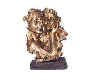 Face showpiece for Home Decor Items |Table Decoration Items|Decorative Items for Room in Racks & Shelves| Handicraft Items in Showpieces & Figurines - 12 cm (Polyresin, Brown) (JCHD041-CHICK COUPLE_Free)