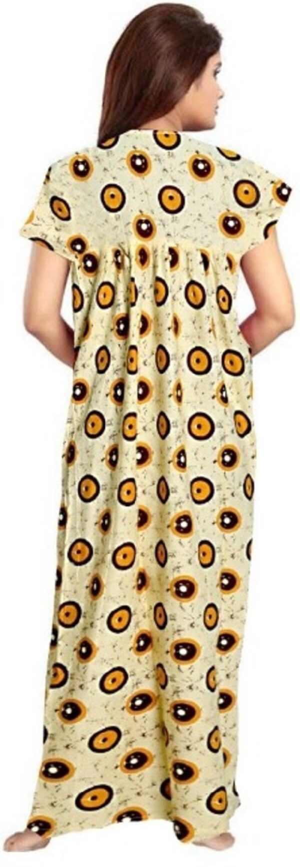 100% Cotton Nighty for Women || Long Length Printed Nighty/Maxi/Night Gown/Night Dress/Nightwear Inner & Sleepwear for Women's (Yellow)-DSMF003-Nighty Yellow - Image 2