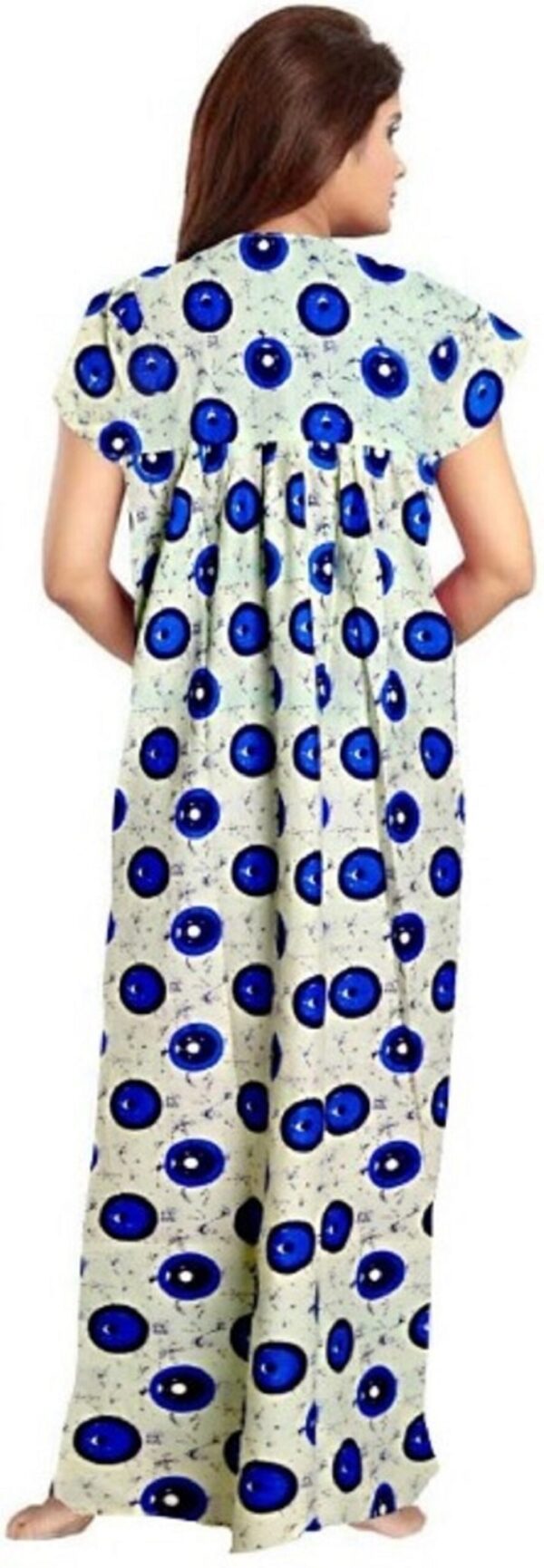 100% Cotton Nighty for Women || Long Length Printed Nighty/Maxi/Night Gown/Night Dress/Nightwear Inner & Sleepwear for Women's (Blue)-DSMF006-Nighty Blue - Image 2