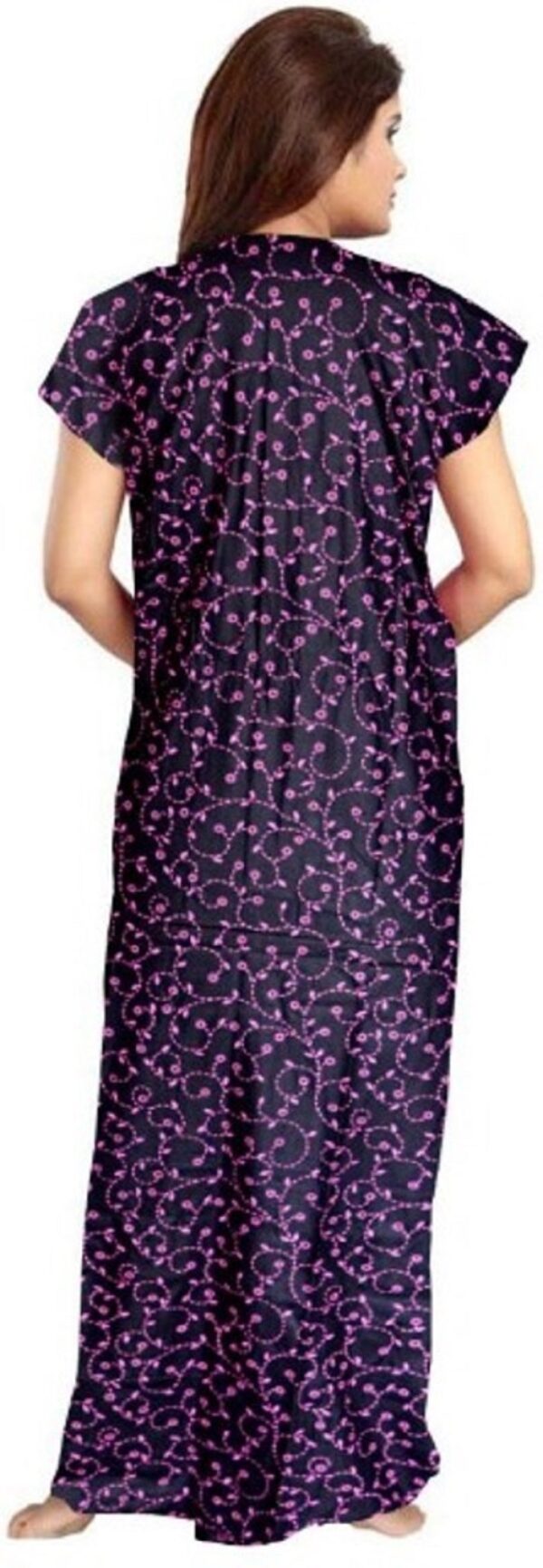 100% Cotton Nighty for Women || Long Length Printed Nighty/Maxi/Night Gown/Night Dress/Nightwear Inner & Sleepwear for Women's (Maroon)-DSMF009-Nighty Maroon - Image 2