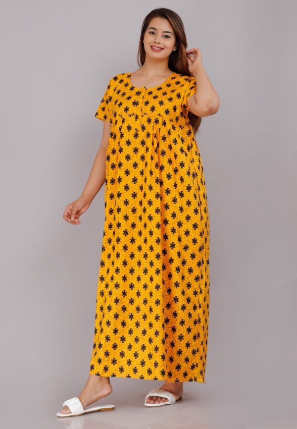 Cotton Nighty for Women || Long Length Printed Nighty/Maxi/Night Gown/Night Dress/Nightwear Inner & Sleepwear for Women's (Combo Pack of 2) (DSMF042-Nighty (P2)Yellow Blue) - Image 2