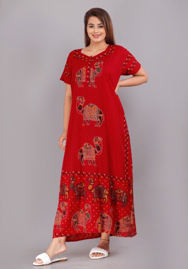 Cotton Nighty for Women || Long Length Printed Nighty/Maxi/Night Gown/Night Dress/Nightwear Inner & Sleepwear for Women's (Combo Pack of 2) (DSMF044-Nighty (P2)Purple Red) - Image 3