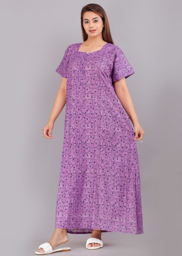 Cotton Nighty for Women || Long Length Printed Nighty/Maxi/Night Gown/Night Dress/Nightwear Inner & Sleepwear for Women's (Combo Pack of 2) (DSMF044-Nighty (P2)Purple Red) - Image 4