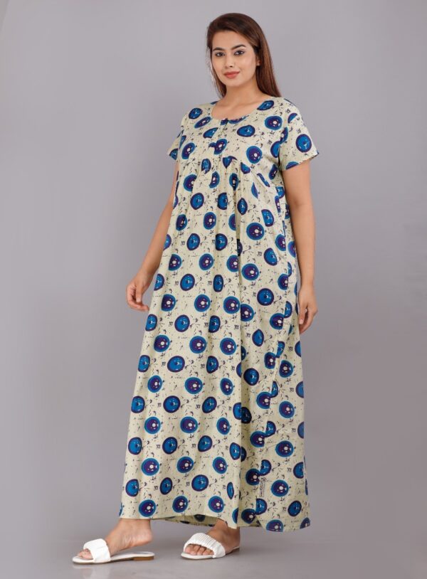 Cotton Nighty for Women || Long Length Printed Nighty/Maxi/Night Gown/Night Dress/Nightwear Inner & Sleepwear for Women's (Combo Pack of 2) (DSMF045-Nighty (P2)Multicolor) - Image 3