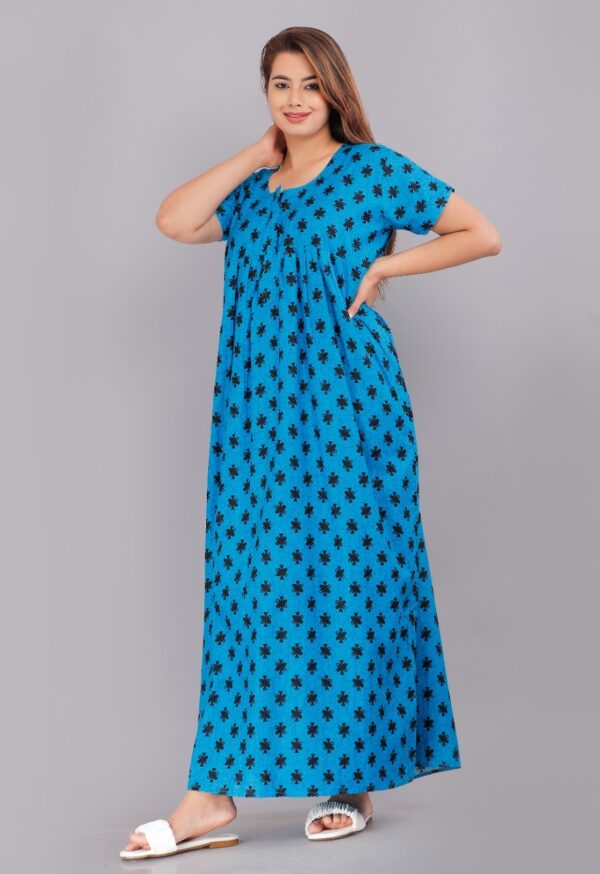 Cotton Nighty for Women || Long Length Printed Nighty/Maxi/Night Gown/Night Dress/Nightwear Inner & Sleepwear for Women's (Combo Pack of 2) (DSMF045-Nighty (P2)Multicolor) - Image 4