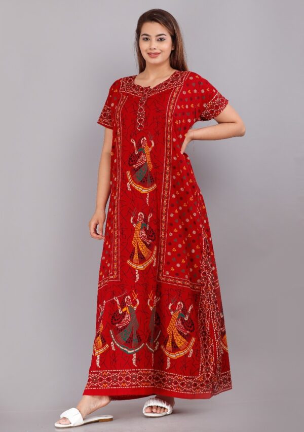 Cotton Nighty for Women || Long Length Printed Nighty/Maxi/Night Gown/Night Dress/Nightwear Inner & Sleepwear for Women's (Combo Pack of 2) (DSMF046-Nighty (P2)Black Red) - Image 3
