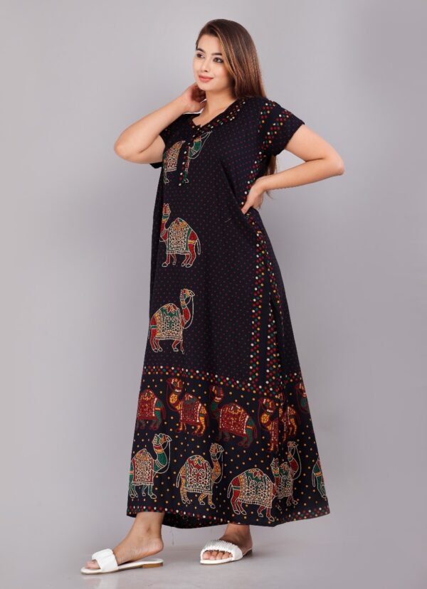 Cotton Nighty for Women || Long Length Printed Nighty/Maxi/Night Gown/Night Dress/Nightwear Inner & Sleepwear for Women's (Combo Pack of 2) (DSMF047-Nighty (P2)Pink Blue) - Image 3