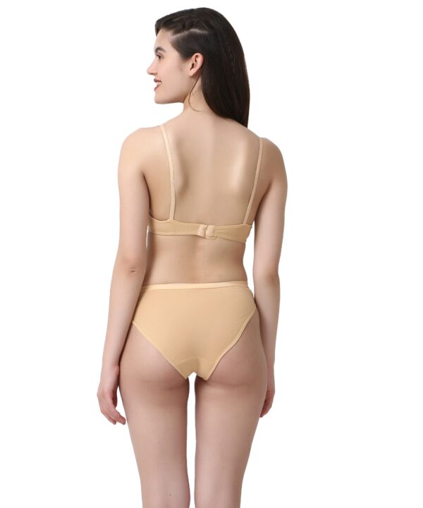 Women Cotton Full Coverage Non Padded Daily Use Bra & Pantie Lingerie Set for Women and Girls, Women Sexy Lingerie Set for Honymoon Sex Panty Set, Underwired Bridal Lace Bra and Panty Set, Swimwear Bikini Bra Panty Lingerie Set, (Beige)-DSBP001-P1_BEIGE - Image 2