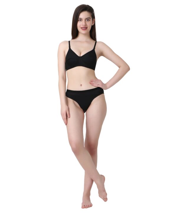 PACK OF 2 Women Cotton Full Coverage Non Padded Daily Use Bra & Pantie Lingerie Set for Women and Girls, Women Sexy Lingerie Set for Honymoon Sex Panty Set, Underwired Bridal Lace Bra and Panty Set, Swimwear Bikini Bra Panty Lingerie Set,(Black Red)-DSBP001-P2_BLACK RED - Image 3