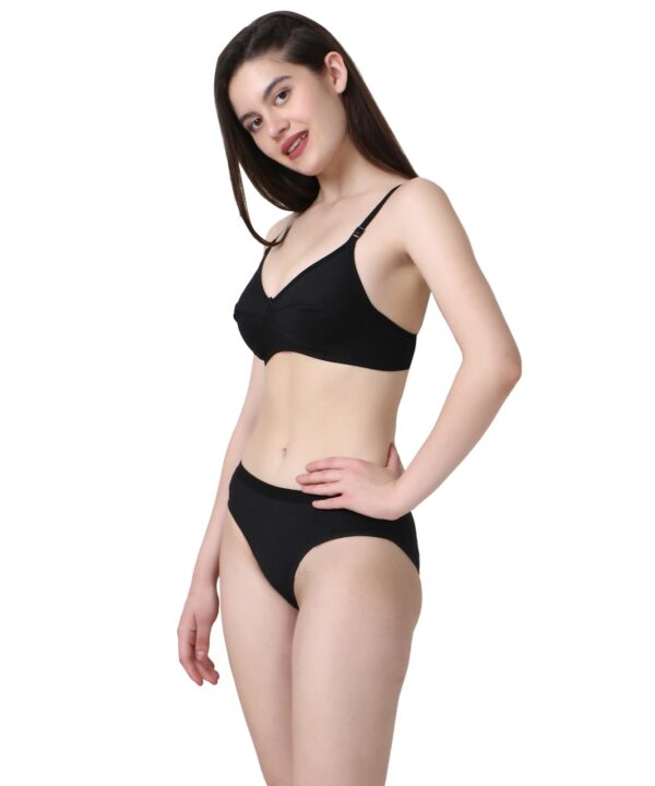 PACK OF 2 Women Cotton Full Coverage Non Padded Daily Use Bra & Pantie Lingerie Set for Women and Girls, Women Sexy Lingerie Set for Honymoon Sex Panty Set, Underwired Bridal Lace Bra and Panty Set, Swimwear Bikini Bra Panty Lingerie Set,(Black Red)-DSBP001-P2_BLACK RED - Image 4