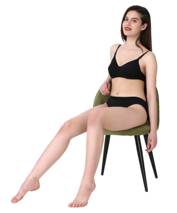 PACK OF 2 Women Cotton Full Coverage Non Padded Daily Use Bra & Pantie Lingerie Set for Women and Girls, Women Sexy Lingerie Set for Honymoon Sex Panty Set, Underwired Bridal Lace Bra and Panty Set, Swimwear Bikini Bra Panty Lingerie Set,(Black Red)-DSBP001-P2_BLACK RED - Image 5