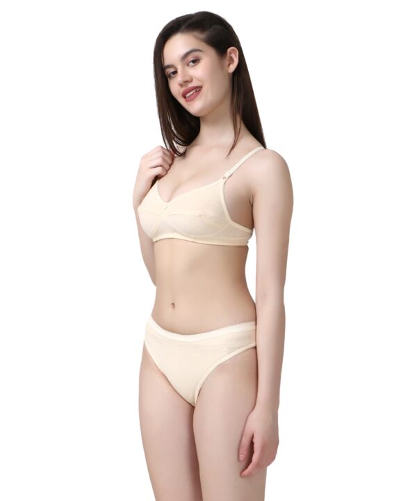 PACK OF 2 Women Cotton Full Coverage Non Padded Daily Use Bra & Pantie Lingerie Set for Women and Girls, Women Sexy Lingerie Set for Honymoon Sex Panty Set, Underwired Bridal Lace Bra and Panty Set, Swimwear Bikini Bra Panty Lingerie Set, (Cream Light-Pink)-DSBP001-P2_CREAM L-PINK - Image 4