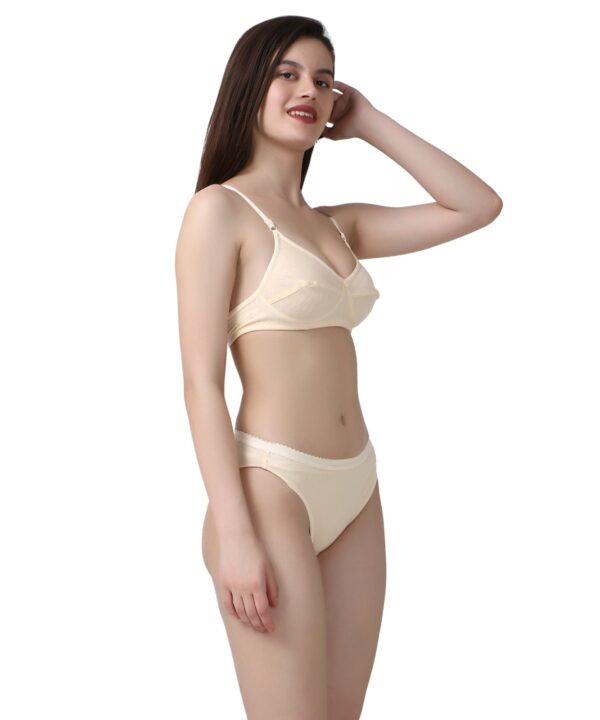 PACK OF 2 Women Cotton Full Coverage Non Padded Daily Use Bra & Pantie Lingerie Set for Women and Girls, Women Sexy Lingerie Set for Honymoon Sex Panty Set, Underwired Bridal Lace Bra and Panty Set, Swimwear Bikini Bra Panty Lingerie Set, (Cream Light-Pink)-DSBP001-P2_CREAM L-PINK - Image 5