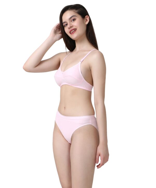 PACK OF 2 Women Cotton Full Coverage Non Padded Daily Use Bra & Pantie Lingerie Set for Women and Girls, Women Sexy Lingerie Set for Honymoon Sex Panty Set, Underwired Bridal Lace Bra and Panty Set, Swimwear Bikini Bra Panty Lingerie Set, (Light-Pink)-DSBP001-P2_L-PINK RED - Image 5