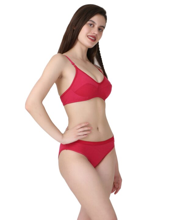PACK OF 2 Women Cotton Full Coverage Non Padded Daily Use Bra & Pantie Lingerie Set for Women and Girls, Women Sexy Lingerie Set for Honymoon Sex Panty Set, Underwired Bridal Lace Bra and Panty Set, Swimwear Bikini Bra Panty Lingerie Set, (Pink Black)-DSBP001-P2_PINK BLACK - Image 5