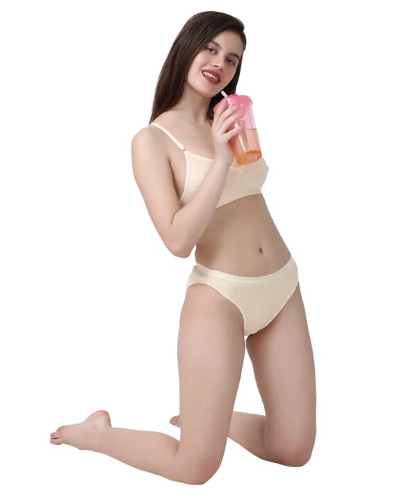 PACK OF 3 Women Cotton Full Coverage Non Padded Daily Use Bra & Pantie Lingerie Set for Women and Girls, Women Sexy Lingerie Set for Honymoon Sex Panty Set, Underwired Bridal Lace Bra and Panty Set, Swimwear Bikini Bra Panty Lingerie Set, (Beige Maroon Black)-DSBP001-P3_BEIGE MAROON BLACK - Image 6