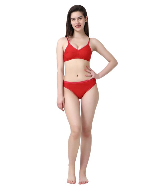 PACK OF 3 Women Cotton Full Coverage Non Padded Daily Use Bra & Pantie Lingerie Set for Women and Girls, Women Sexy Lingerie Set for Honymoon Sex Panty Set, Underwired Bridal Lace Bra and Panty Set, Swimwear Bikini Bra Panty Lingerie Set, (Red Maroon Pink)-DSBP001-P3_RED MAROON PINK - Image 3