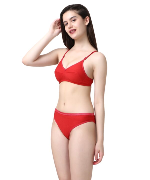 PACK OF 3 Women Cotton Full Coverage Non Padded Daily Use Bra & Pantie Lingerie Set for Women and Girls, Women Sexy Lingerie Set for Honymoon Sex Panty Set, Underwired Bridal Lace Bra and Panty Set, Swimwear Bikini Bra Panty Lingerie Set, (Red Maroon Pink)-DSBP001-P3_RED MAROON PINK - Image 4