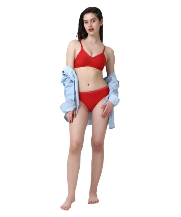 PACK OF 4 Women Cotton Full Coverage Non Padded Daily Use Bra & Pantie Lingerie Set for Women and Girls, Women Sexy Lingerie Set for Honymoon Sex Panty Set, Underwired Bridal Lace Bra and Panty Set, Swimwear Bikini Bra Panty Lingerie Set, (Maroon Red Pink Black)-DSBP001-P4_MAROON RED PINK BLACK - Image 3