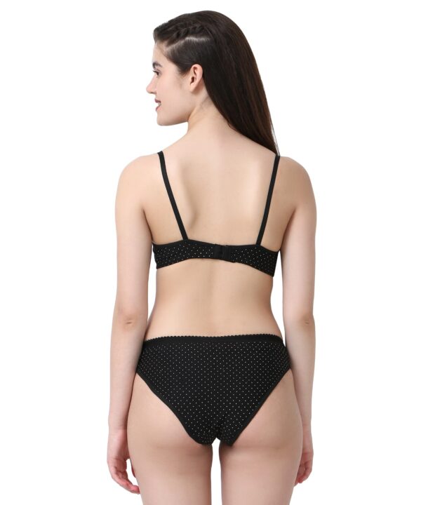 Women Cotton Daily use Printed Bra Panty Set Full Coverage Non Padded Printed Lingerie Set with Adjustable stap Bra Panty Set for Womens | Women Bra with Low West Panty Set | Women Lingerie Set Cotton | Bra Panty Set for Women Sexy Hot| Bra Panty Set (Black)-DSBP002-P1_BLACK-Printed - Image 2