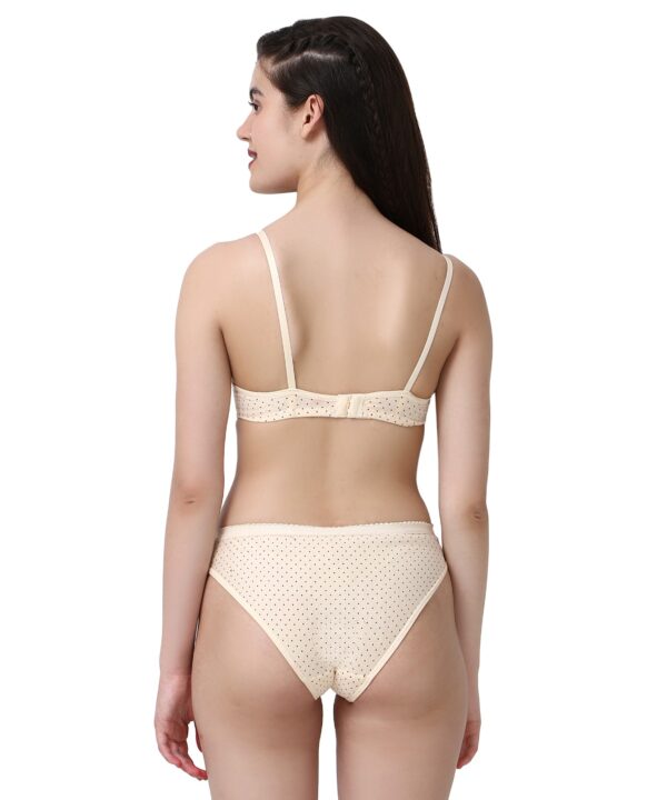 Women Cotton Daily use Printed Bra Panty Set Full Coverage Non Padded Printed Lingerie Set with Adjustable stap Bra Panty Set for Womens | Women Bra with Low West Panty Set | Women Lingerie Set Cotton | Bra Panty Set for Women Sexy Hot| Bra Panty Set (Cream)-DSBP002-P1_CREAM-Printed - Image 2