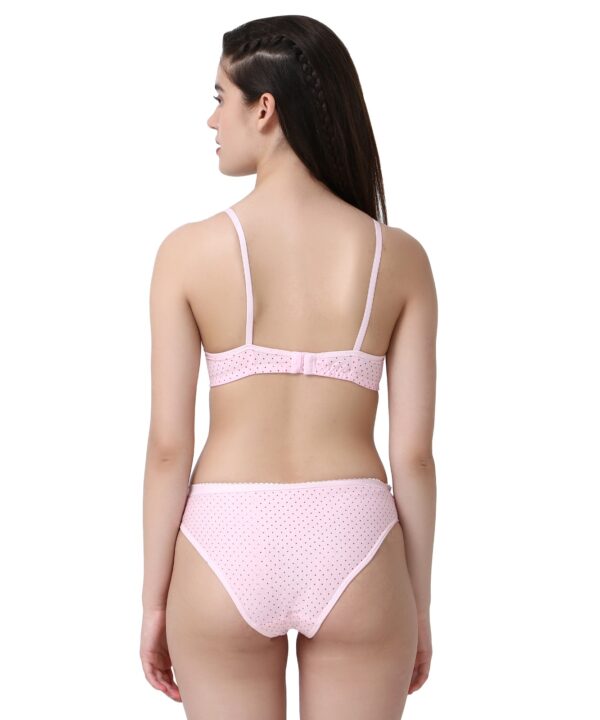 Women Cotton Daily use Printed Bra Panty Set Full Coverage Non Padded Printed Lingerie Set with Adjustable stap Bra Panty Set for Womens | Women Bra with Low West Panty Set | Women Lingerie Set Cotton | Bra Panty Set for Women Sexy Hot| Bra Panty Set (Pink)-DSBP002-P1_PINK-Printed - Image 2
