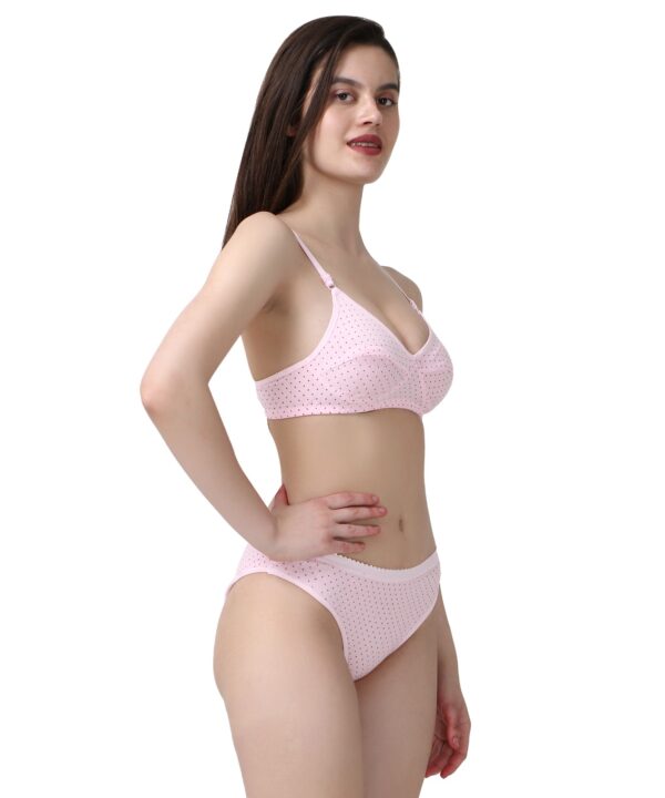 Women Cotton Daily use Printed Bra Panty Set Full Coverage Non Padded Printed Lingerie Set with Adjustable stap Bra Panty Set for Womens | Women Bra with Low West Panty Set | Women Lingerie Set Cotton | Bra Panty Set for Women Sexy Hot| Bra Panty Set (Pink)-DSBP002-P1_PINK-Printed - Image 4