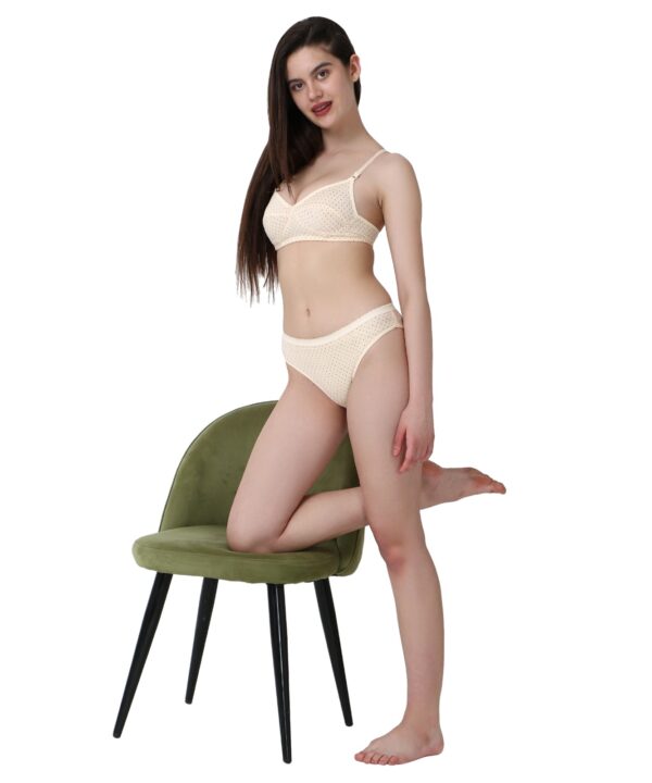 PACK OF 2 Women Cotton Daily use Printed Bra Panty Set Full Coverage Non Padded Printed Lingerie Set with Adjustable stap Bra Panty Set for Womens | Women Bra with Low West Panty Set | Women Lingerie Set Cotton | Bra Panty Set for Women Sexy Hot| Bra Panty Set (Black Beige)-DSBP002-P2_BLACK BEIGE-Printed - Image 6