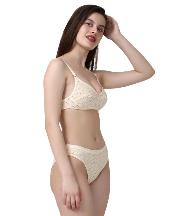 PACK OF 2 Women Cotton Daily use Printed Bra Panty Set Full Coverage Non Padded Printed Lingerie Set with Adjustable stap Bra Panty Set for Womens | Women Bra with Low West Panty Set | Women Lingerie Set Cotton | Bra Panty Set for Women Sexy Hot| Bra Panty Set (Black Beige)-DSBP002-P2_BLACK BEIGE-Printed - Image 7