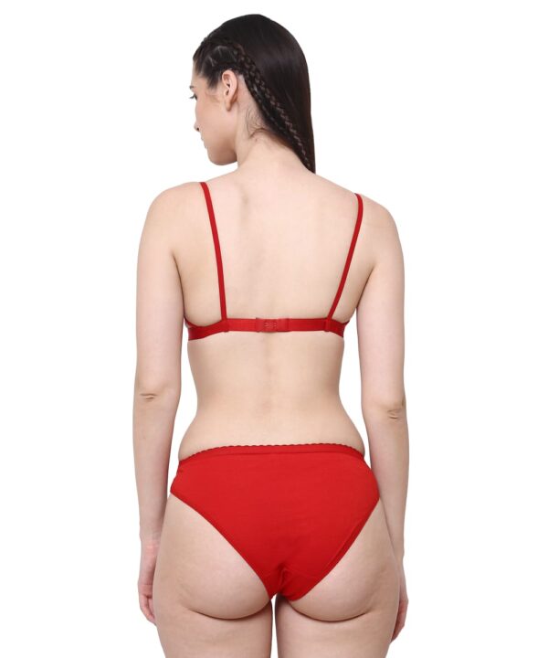 Women Cotton Half Net Non Padded Non Wired Low Coverage Bra & Panty Regular Lingerie Set | Half Net Bikini Set for Women for Beach| Lingerie for Women | Sexy Lingerie for Honeymoon | Sex Lingerie Set | Bra Panty Set for Women with Sexy (Red)-DSBP003-P1_RED - Image 2