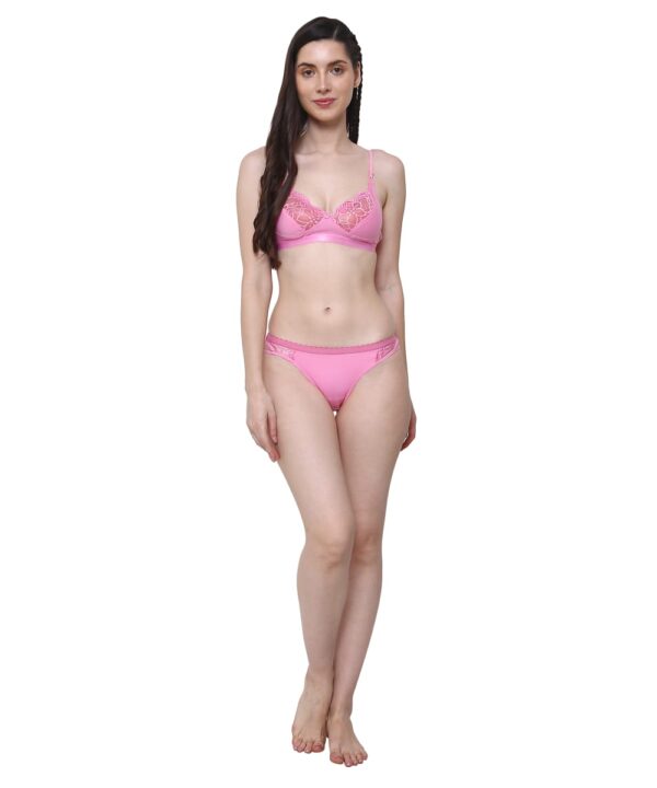 PACK OF 2 Women Cotton Half Net Non Padded Non Wired Low Coverage Bra & Panty Regular Lingerie Set | Half Net Bikini Set for Women for Beach| Lingerie for Women | Sexy Lingerie for Honeymoon | Sex Lingerie Set | Bra Panty Set for Women with Sexy (Red Pink)-DSBP003-P2_RED PINK - Image 3