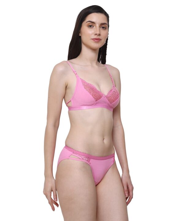 PACK OF 2 Women Cotton Half Net Non Padded Non Wired Low Coverage Bra & Panty Regular Lingerie Set | Half Net Bikini Set for Women for Beach| Lingerie for Women | Sexy Lingerie for Honeymoon | Sex Lingerie Set | Bra Panty Set for Women with Sexy (Red Pink)-DSBP003-P2_RED PINK - Image 4