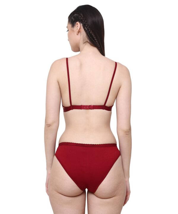 PACK OF 3 Women Cotton Half Net Non Padded Non Wired Low Coverage Bra & Panty Regular Lingerie Set | Half Net Bikini Set for Women for Beach| Lingerie for Women | Sexy Lingerie for Honeymoon | Sex Lingerie Set | Bra Panty Set for Women with Sexy (Red Maroon Pink)-DSBP003-P3_RED MAROON PINK - Image 2