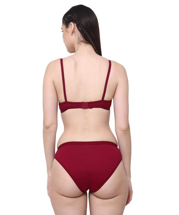 Women Cotton Half Net Non Padded Non Wired Low Coverage Bra & Panty Regular Lingerie Set | Half Net Bikini Set for Women for Beach| Lingerie for Women | Sexy Lingerie for Honeymoon | Sex Lingerie Set | Bra Panty Set for Women with Sexy (Maroon)-DSBP004-P1_MAROON  DB NT - Image 2