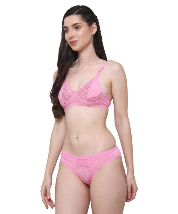 Women Cotton Half Net Non Padded Non Wired Low Coverage Bra & Panty Regular Lingerie Set | Half Net Bikini Set for Women for Beach| Lingerie for Women | Sexy Lingerie for Honeymoon | Sex Lingerie Set | Bra Panty Set for Women with Sexy (Pink)-DSBP004-P1_PINK DB NT - Image 5