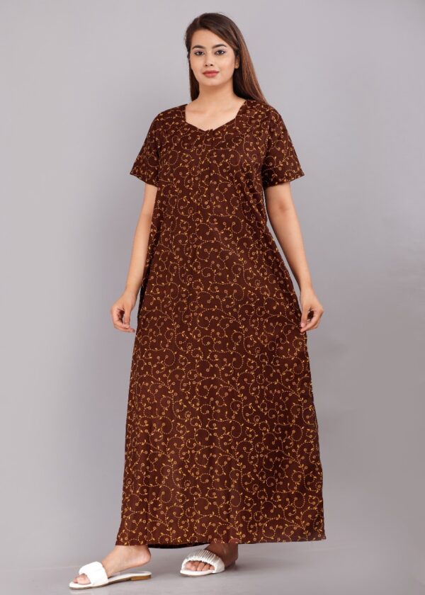 Cotton Nighty for Women || Long Length Printed Nighty/Maxi/Night Gown/Night Dress/Nightwear Inner & Sleepwear for Women's (Combo Pack of 2) (DSMF048-Nighty (P2)Blue Maroon) - Image 3