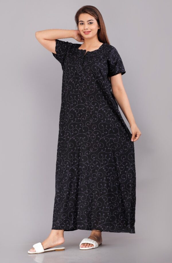 Cotton Nighty for Women || Long Length Printed Nighty/Maxi/Night Gown/Night Dress/Nightwear Inner & Sleepwear for Women's (Combo Pack of 2) (DSMF048-Nighty (P2)Blue Maroon) - Image 4