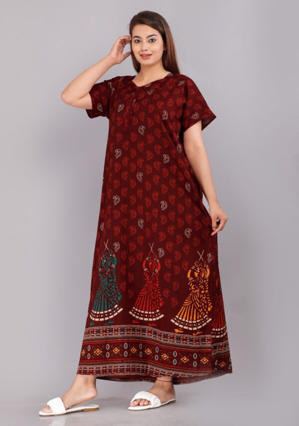 Cotton Nighty for Women || Long Length Printed Nighty/Maxi/Night Gown/Night Dress/Nightwear Inner & Sleepwear for Women's (Combo Pack of 2) (DSMF049-Nighty (P2)Brown Black) - Image 2