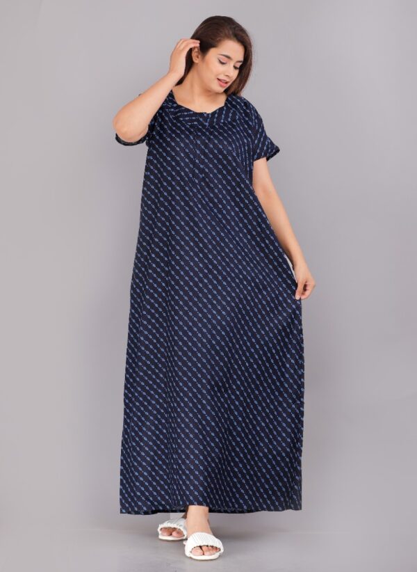 Cotton Nighty for Women || Long Length Printed Nighty/Maxi/Night Gown/Night Dress/Nightwear Inner & Sleepwear for Women's (Combo Pack of 2) (DSMF049-Nighty (P2)Brown Black) - Image 3